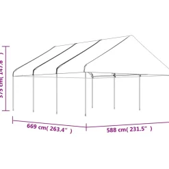 Clearance FinePRICE Huvimaja katolla valkoinen 6,69x5,88x3,75 m polyeteeni