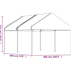 New FinePRICE Huvimaja katolla valkoinen 4,46x4,08x3,22 m polyeteeni