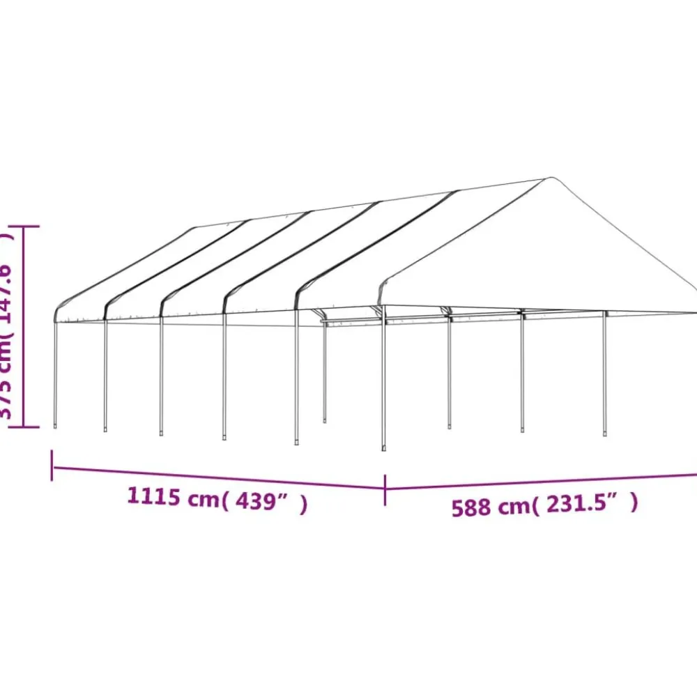 Hot FinePRICE Huvimaja katolla valkoinen 11,15x5,88x3,75 m polyeteeni