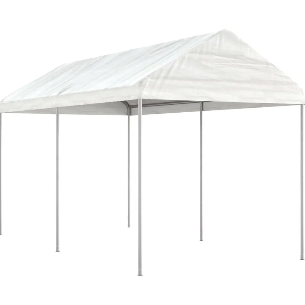 FinePRICE Huvimaja katolla valkoinen 4,46x2,28x2,69 m polyeteeni