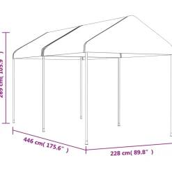 FinePRICE Huvimaja katolla valkoinen 4,46x2,28x2,69 m polyeteeni