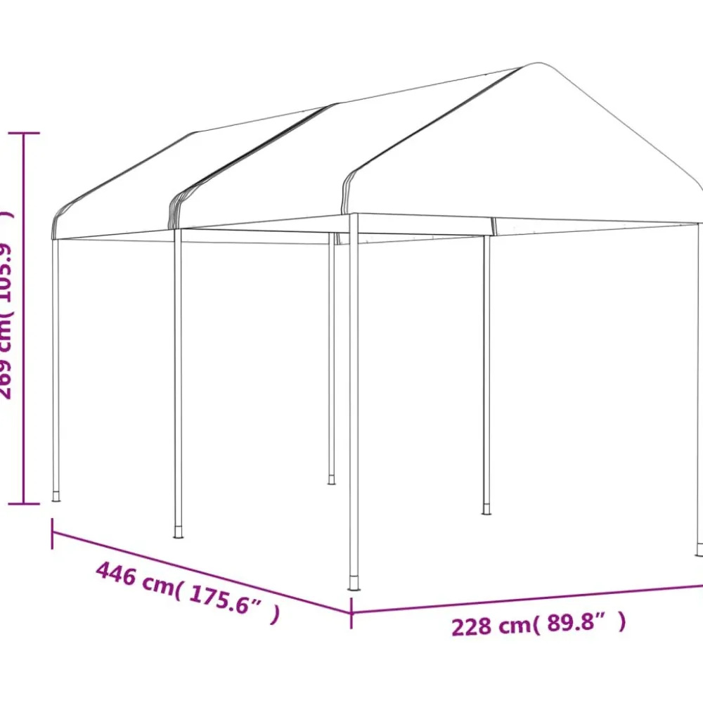 FinePRICE Huvimaja katolla valkoinen 4,46x2,28x2,69 m polyeteeni