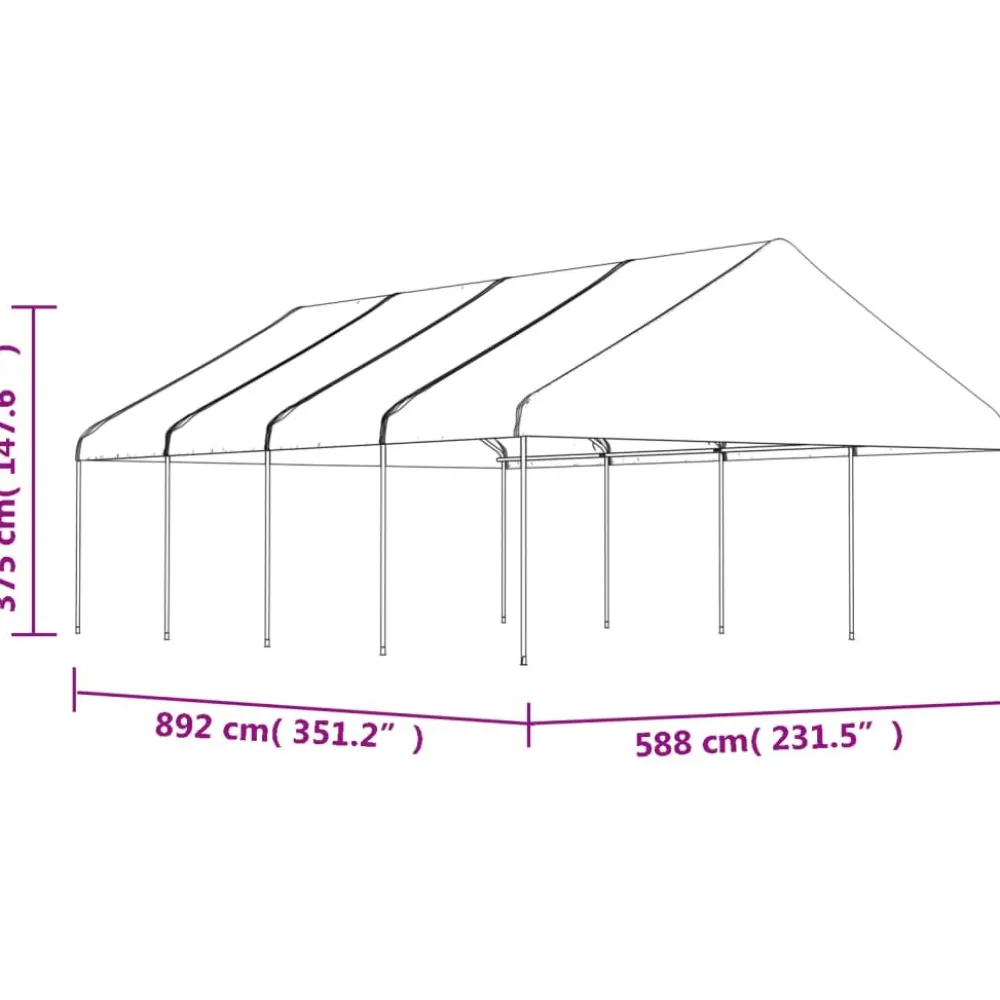 Sale FinePRICE Huvimaja katolla valkoinen 8,92x5,88x3,75 m polyeteeni