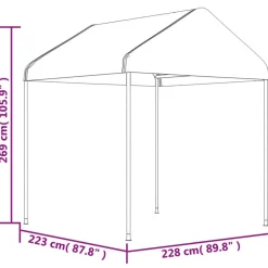 Best FinePRICE Huvimaja katolla valkoinen 17,84x2,28x2,69 m polyeteeni
