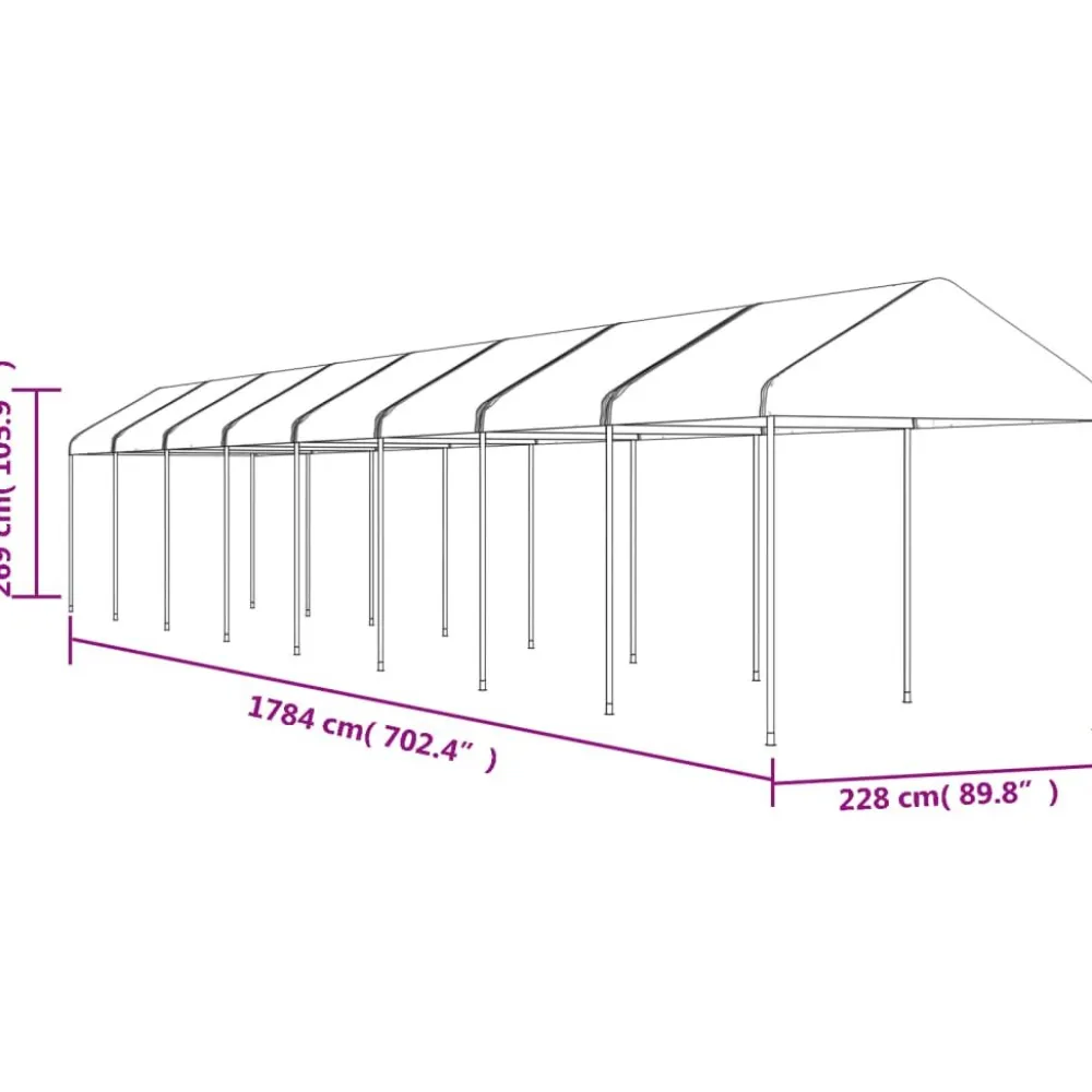 Best FinePRICE Huvimaja katolla valkoinen 17,84x2,28x2,69 m polyeteeni