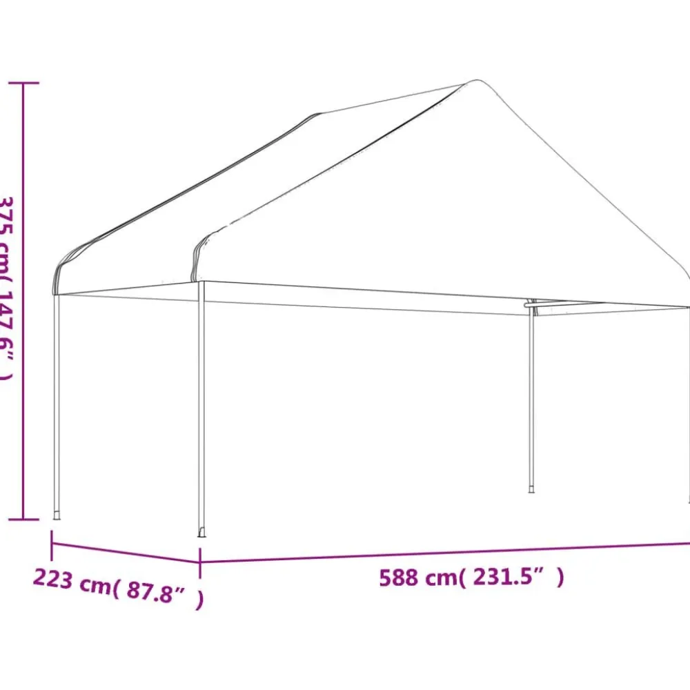 Discount FinePRICE Huvimaja katolla valkoinen 13,38x5,88x3,75 m polyeteeni