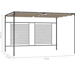 Discount FinePRICE Huvimaja sisäänvedettävä katto 3x4x2,3 m 180 g/m² taupe