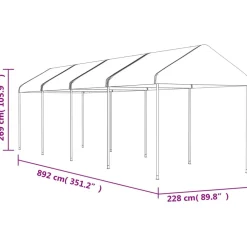 Discount FinePRICE Huvimaja valkoinen 8,92x2,28x2,69 m polyeteeni