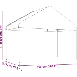 Hot FinePRICE Huvimaja valkoinen 8,92x4,08x3,22 m polyeteeni