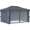 Clearance FinePRICE Huvimaja verhoilla 4x3 m alumiini antrasiitti