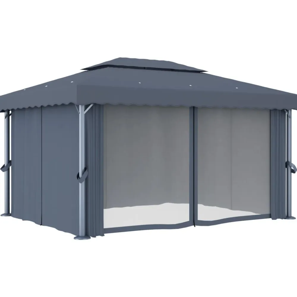 Clearance FinePRICE Huvimaja verhoilla 4x3 m alumiini antrasiitti