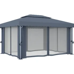 Clearance FinePRICE Huvimaja verhoilla 4x3 m alumiini antrasiitti