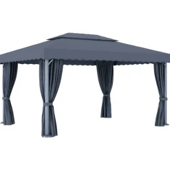 Clearance FinePRICE Huvimaja verhoilla 4x3 m alumiini antrasiitti