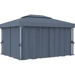 Clearance FinePRICE Huvimaja verhoilla 4x3 m alumiini antrasiitti