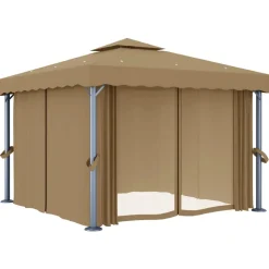 Discount FinePRICE Huvimaja verhoilla 3x3 m alumiini harmaanruskea