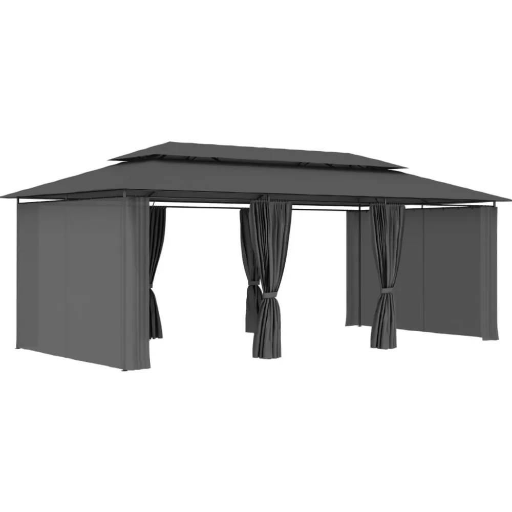 FinePRICE Huvimaja verhoilla 600x298x270 cm antrasiitti