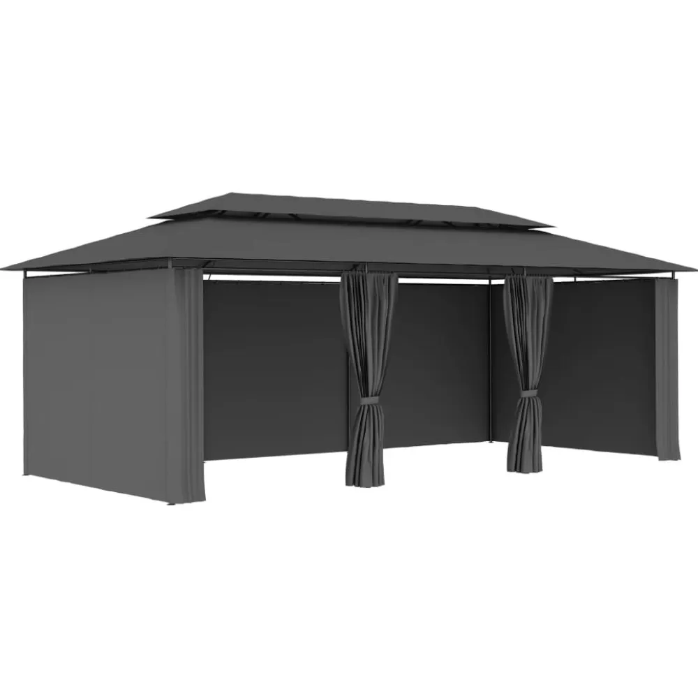 FinePRICE Huvimaja verhoilla 600x298x270 cm antrasiitti