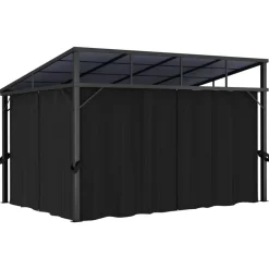 FinePRICE Huvimaja verhoilla 405x294x244 cm antrasiitti
