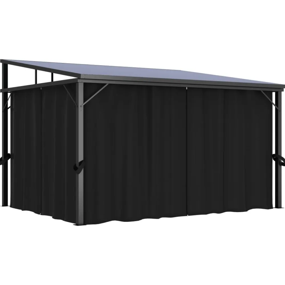 FinePRICE Huvimaja verhoilla 405x294x244 cm antrasiitti
