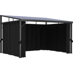 FinePRICE Huvimaja verhoilla 405x294x244 cm antrasiitti