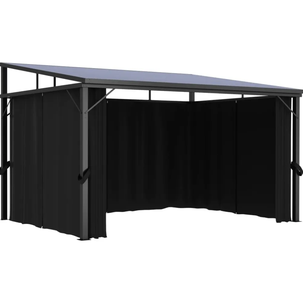 FinePRICE Huvimaja verhoilla 405x294x244 cm antrasiitti
