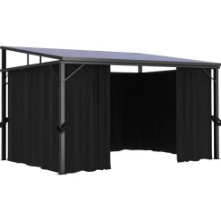 FinePRICE Huvimaja verhoilla 405x294x244 cm antrasiitti