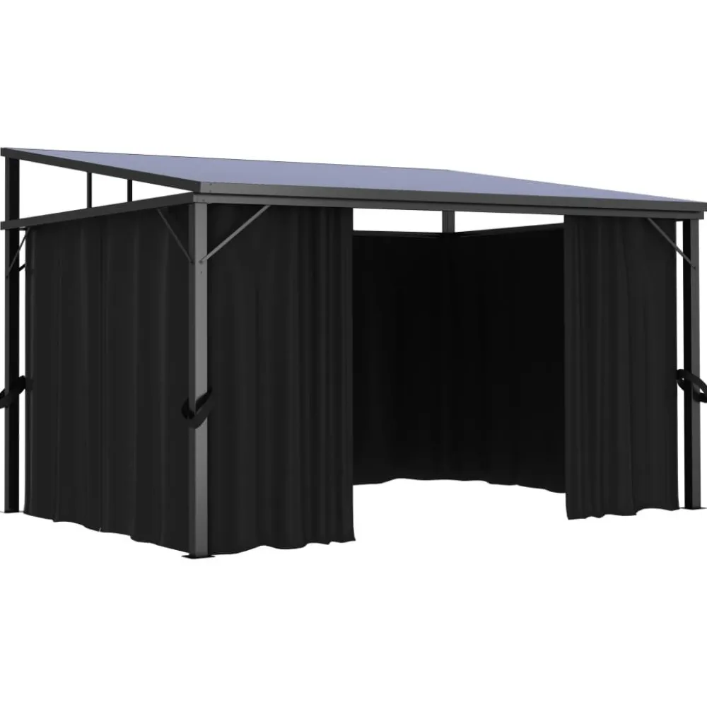 FinePRICE Huvimaja verhoilla 405x294x244 cm antrasiitti