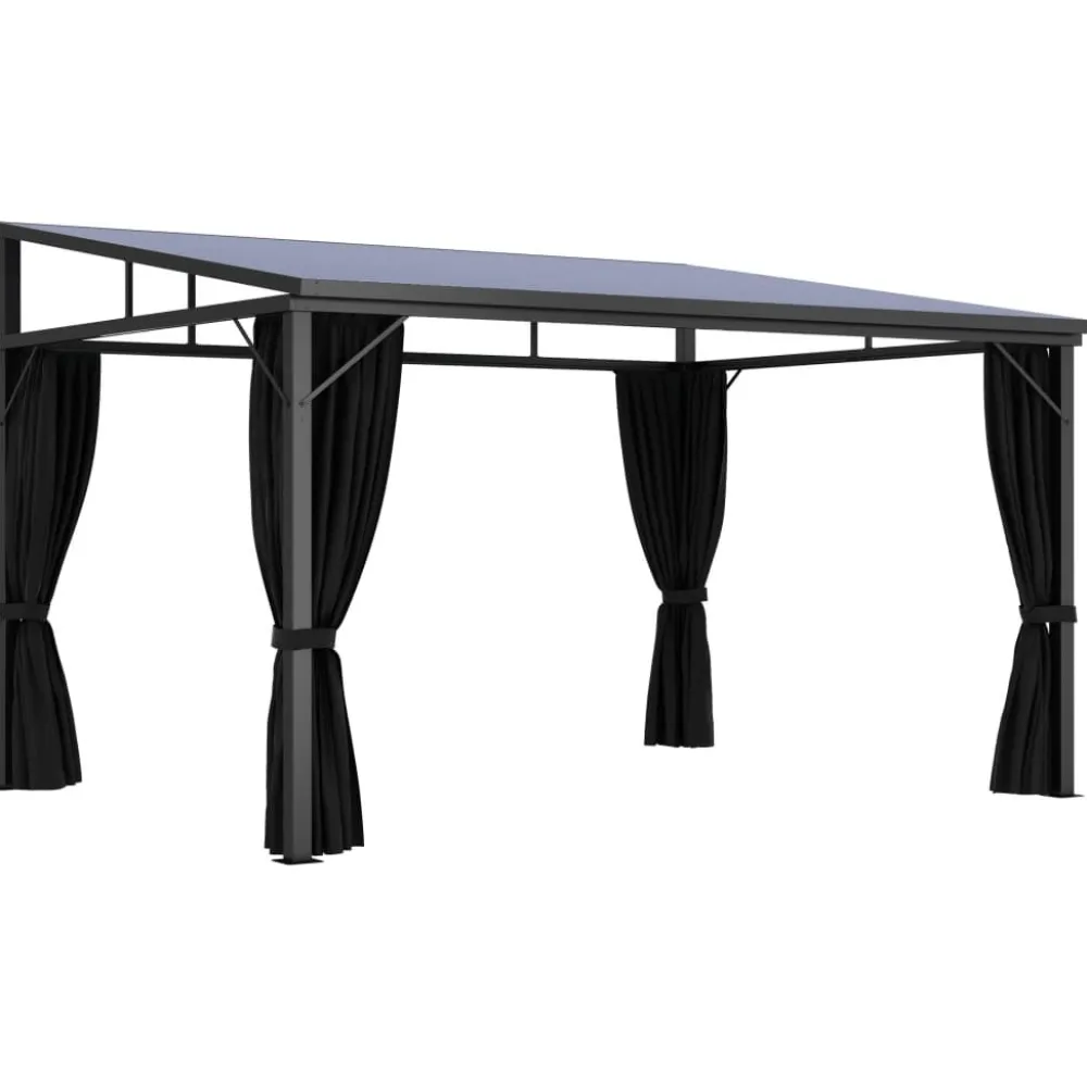 FinePRICE Huvimaja verhoilla 405x294x244 cm antrasiitti
