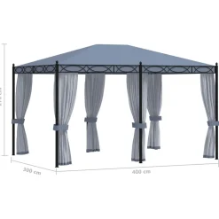 Best FinePRICE Huvimaja verkoilla 3x4 m teräs antrasiitti