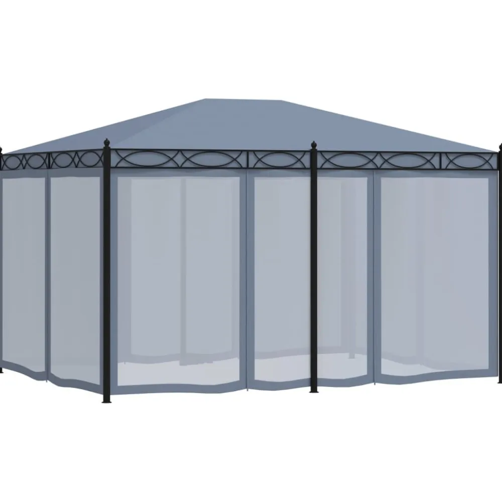 Best FinePRICE Huvimaja verkoilla 3x4 m teräs antrasiitti