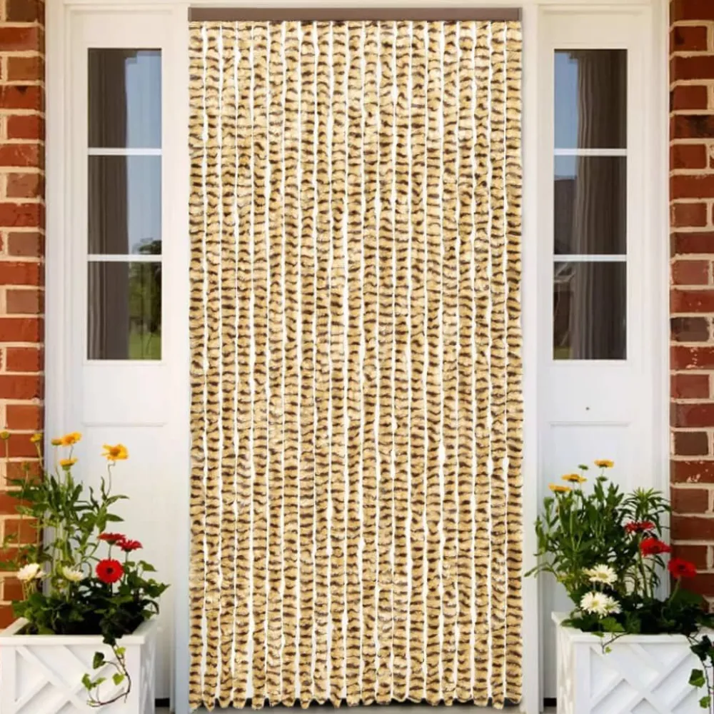 New FinePRICE Hyönteisverho beige ja ruskea 90x220 cm chenille