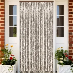 FinePRICE Hyönteisverho harmaanruskea ja valkoinen 90x220 cm chenille