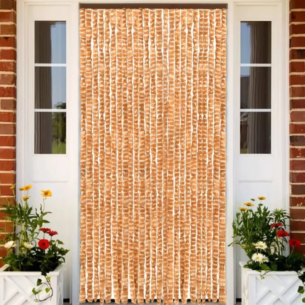 FinePRICE Hyönteisverho okra ja valkoinen 100x220 cm chenille