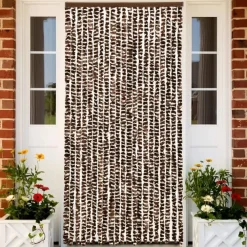 FinePRICE Hyönteisverho ruskea ja valkoinen 56x185 cm chenille