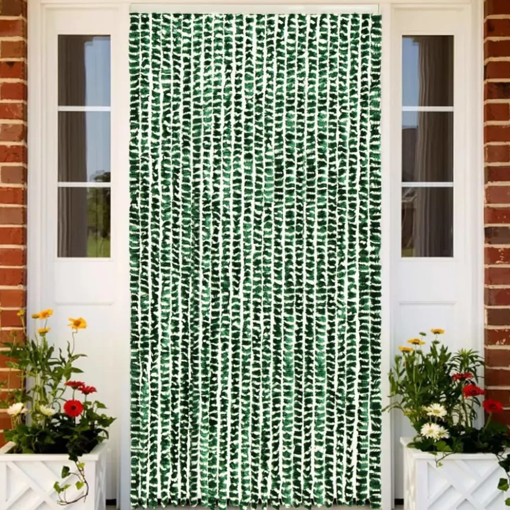 Hot FinePRICE Hyönteisverho vihreä ja valkoinen 100x220 cm chenille