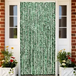 Outlet FinePRICE Hyönteisverho vihreä ja valkoinen 56x185 cm chenille
