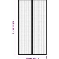 Online FinePRICE Hyttysverho Oveen 210 x 100 cm 2 kpl Magneeteilla Musta