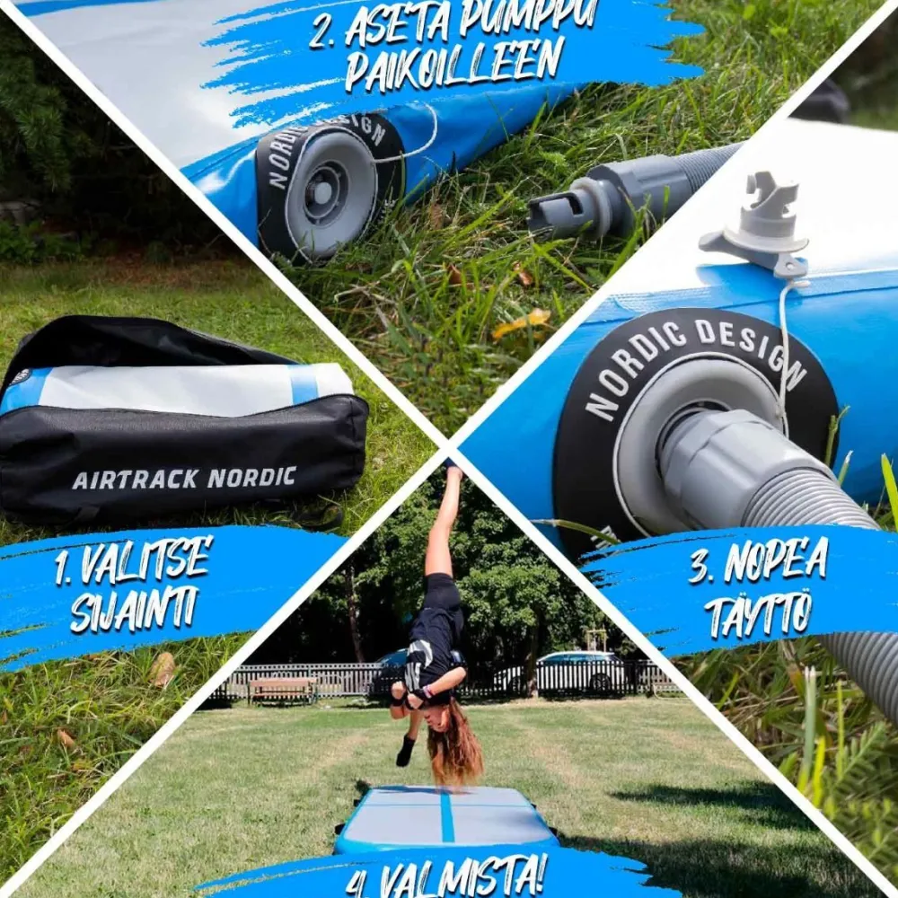 Sale AirTrack Nordic Ilmavolttipatja Deluxe Wide ilmavolttirata eri kokoja