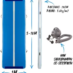 Hot AirTrack Nordic Ilmavolttipatja Deluxe sininen eri kokoja