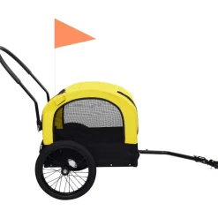 Discount FinePRICE 2-in-1 lemmikkikärry pyörään/juoksurattaat keltainen & musta