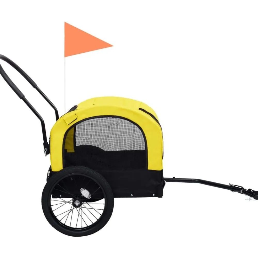 Discount FinePRICE 2-in-1 lemmikkikärry pyörään/juoksurattaat keltainen & musta