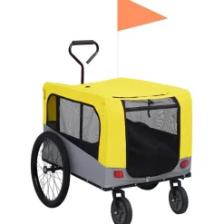 Clearance FinePRICE 2-in-1 lemmikkikärry pyörään/juoksurattaat keltainen ja harmaa