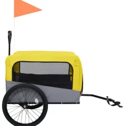 Clearance FinePRICE 2-in-1 lemmikkikärry pyörään/juoksurattaat keltainen ja harmaa