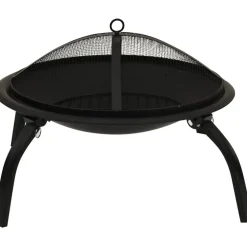 FinePRICE 2-in-1 tulimalja/grilli ja hiilihanko 56x56x49 cm musta teräs