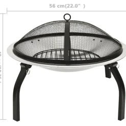 Hot FinePRICE 2-in-1 tulimalja/grilli ja hiilihanko 56x56x49 cm hopea ruostum. teräs