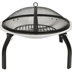 Hot FinePRICE 2-in-1 tulimalja/grilli ja hiilihanko 56x56x49 cm hopea ruostum. teräs