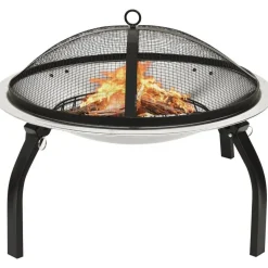 Hot FinePRICE 2-in-1 tulimalja/grilli ja hiilihanko 56x56x49 cm hopea ruostum. teräs