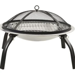 Hot FinePRICE 2-in-1 tulimalja/grilli ja hiilihanko 56x56x49 cm hopea ruostum. teräs