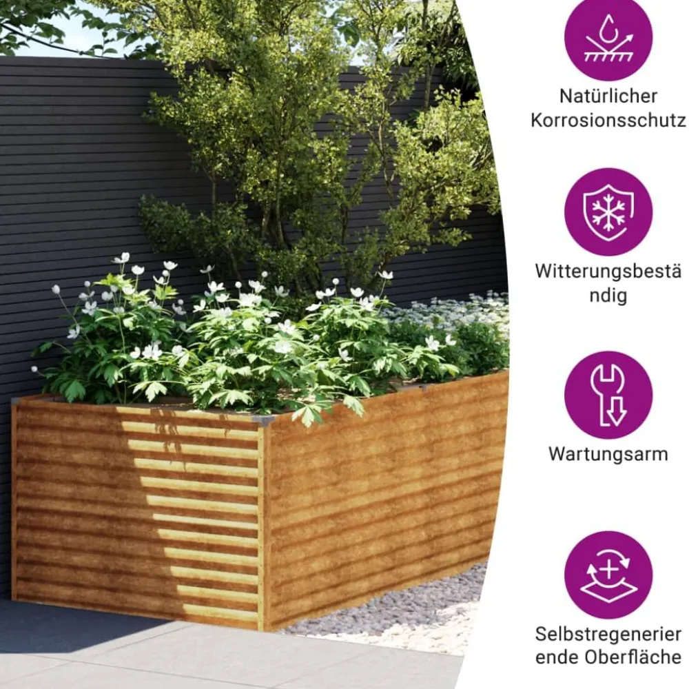 Hot FinePRICE Istutuslaatikko 479x100x69 cm corten-teräs