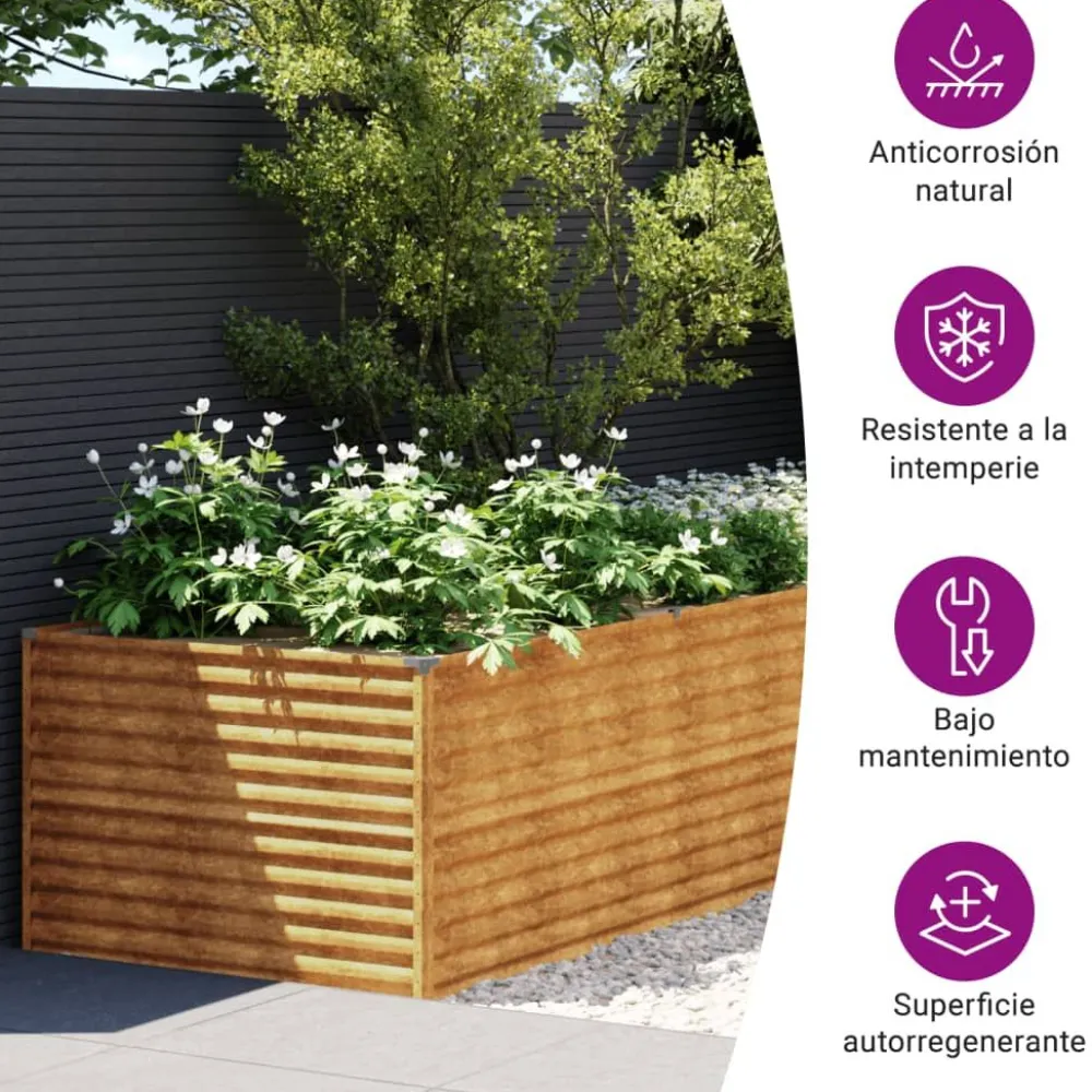 Hot FinePRICE Istutuslaatikko 479x100x69 cm corten-teräs